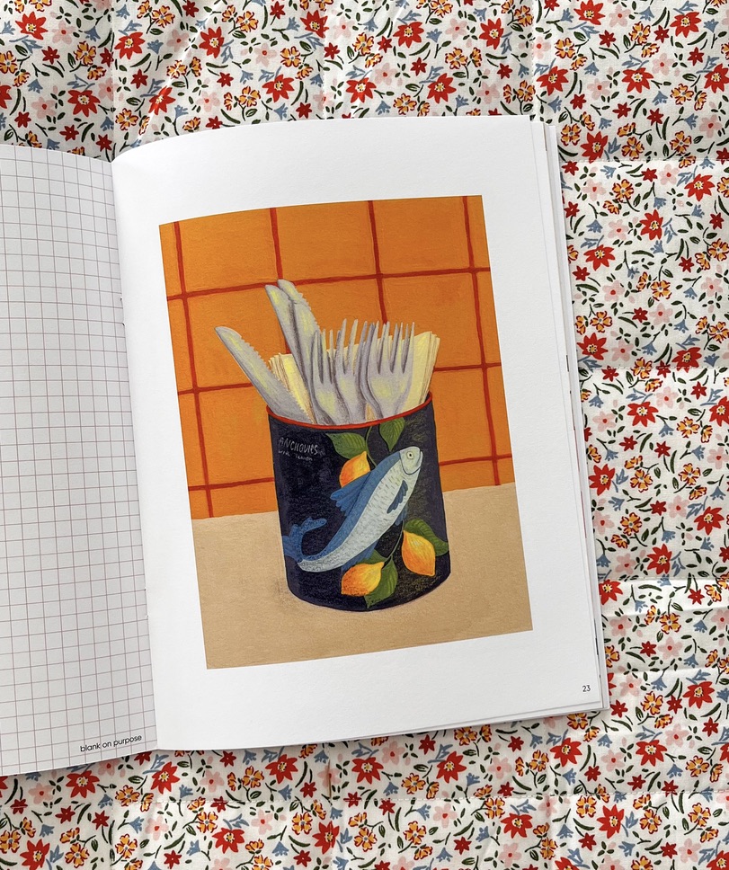 Anchovies gouache illustration created by Anna Polhorodnyk printed in Cut & Paste issue September 2025 - inside photo