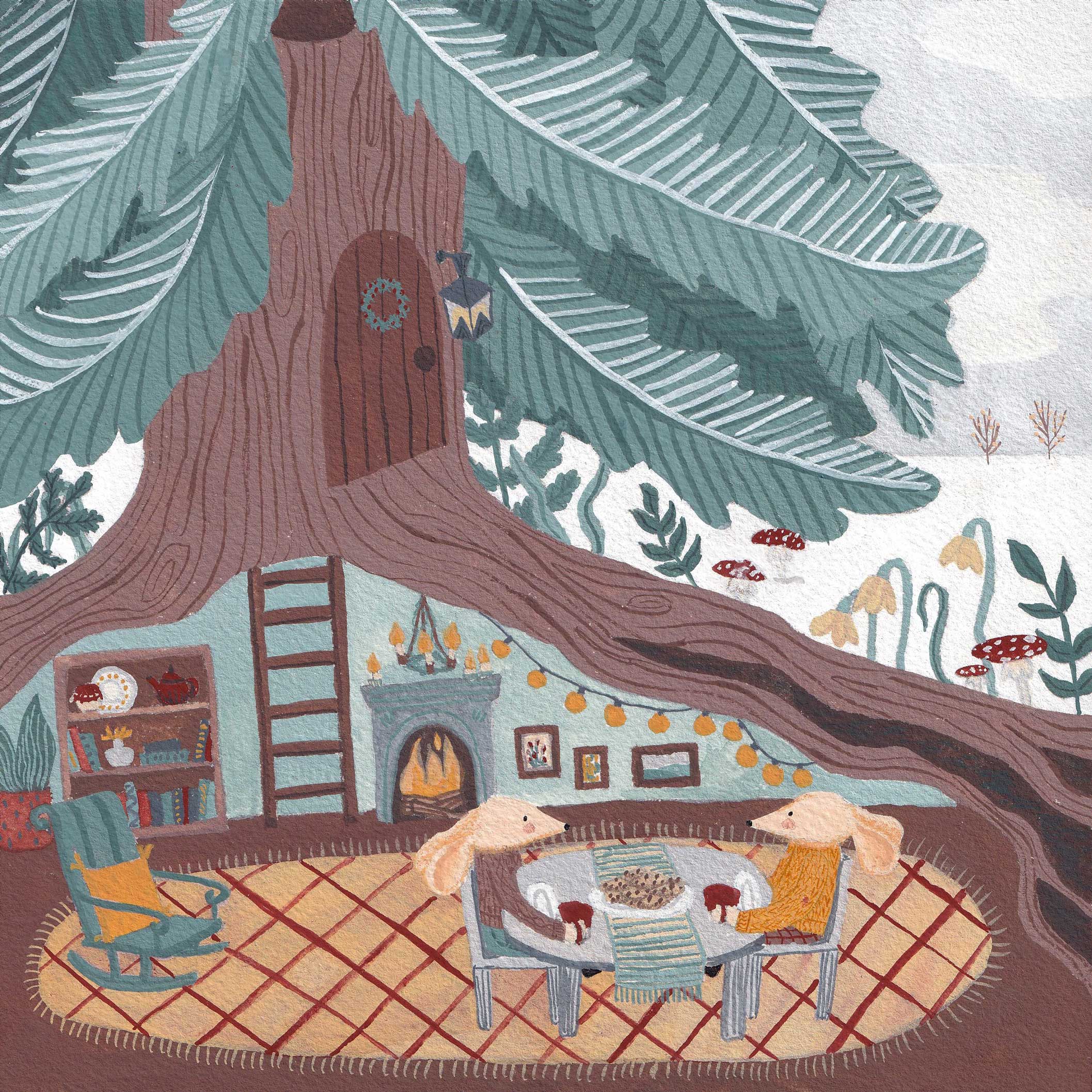 Folktale week gouache illustrations created by Anna Polhorodnyk - interpretation of Hansel and Gretel by the Brothers Grimm