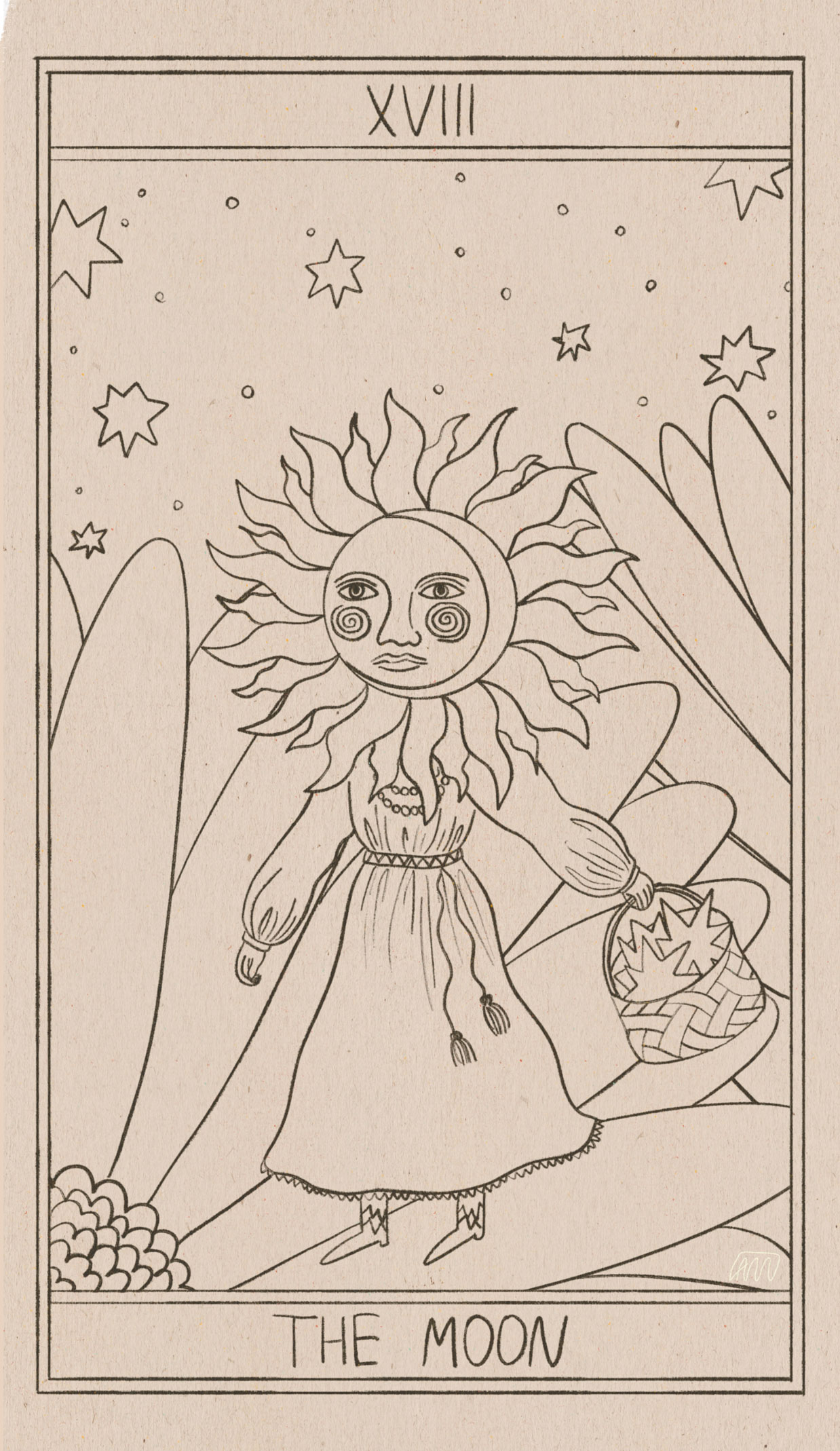 Digital illustration sketch for tarot deck created by Anna Polhorodnyk