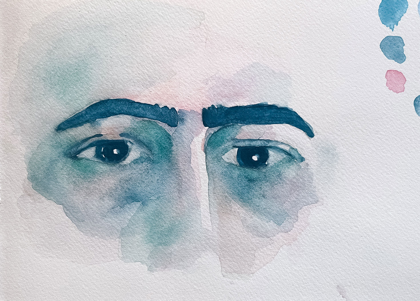 Eyes sketch made in watercolour by Anna Polhorodnyk