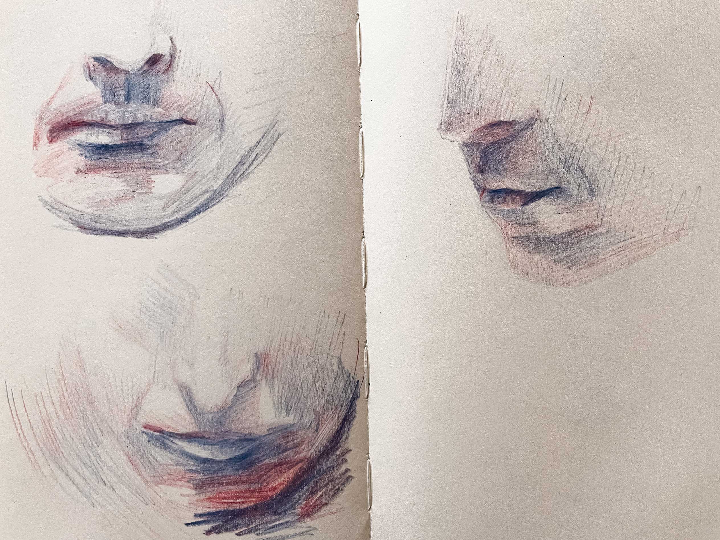 Sketches made with multicolor pencil by Anna Polhorodnyk