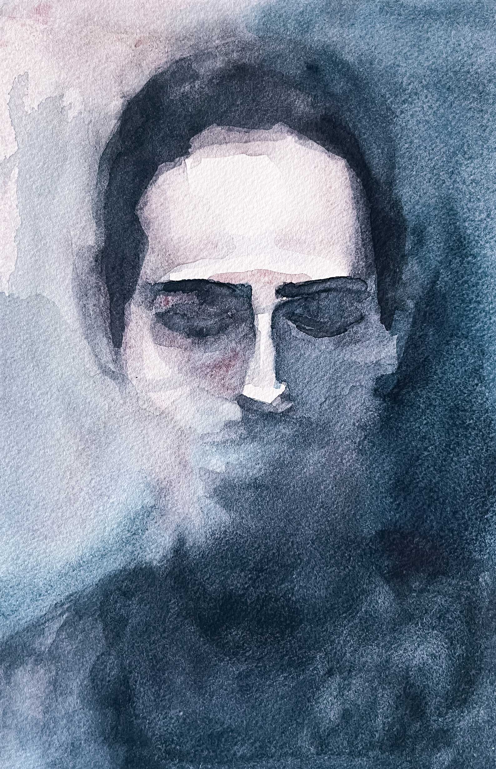 Portrait sketch made in watercolour by Anna Polhorodnyk