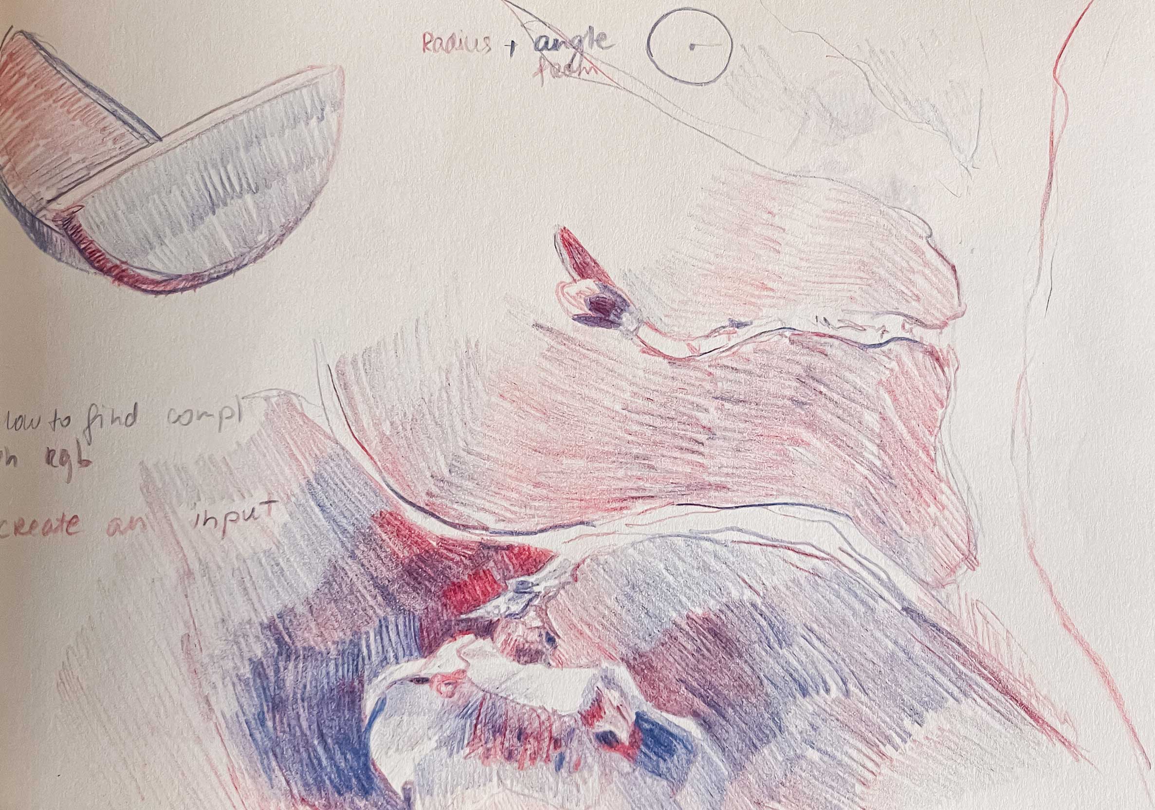 Sketches made with multicolor pencil by Anna Polhorodnyk