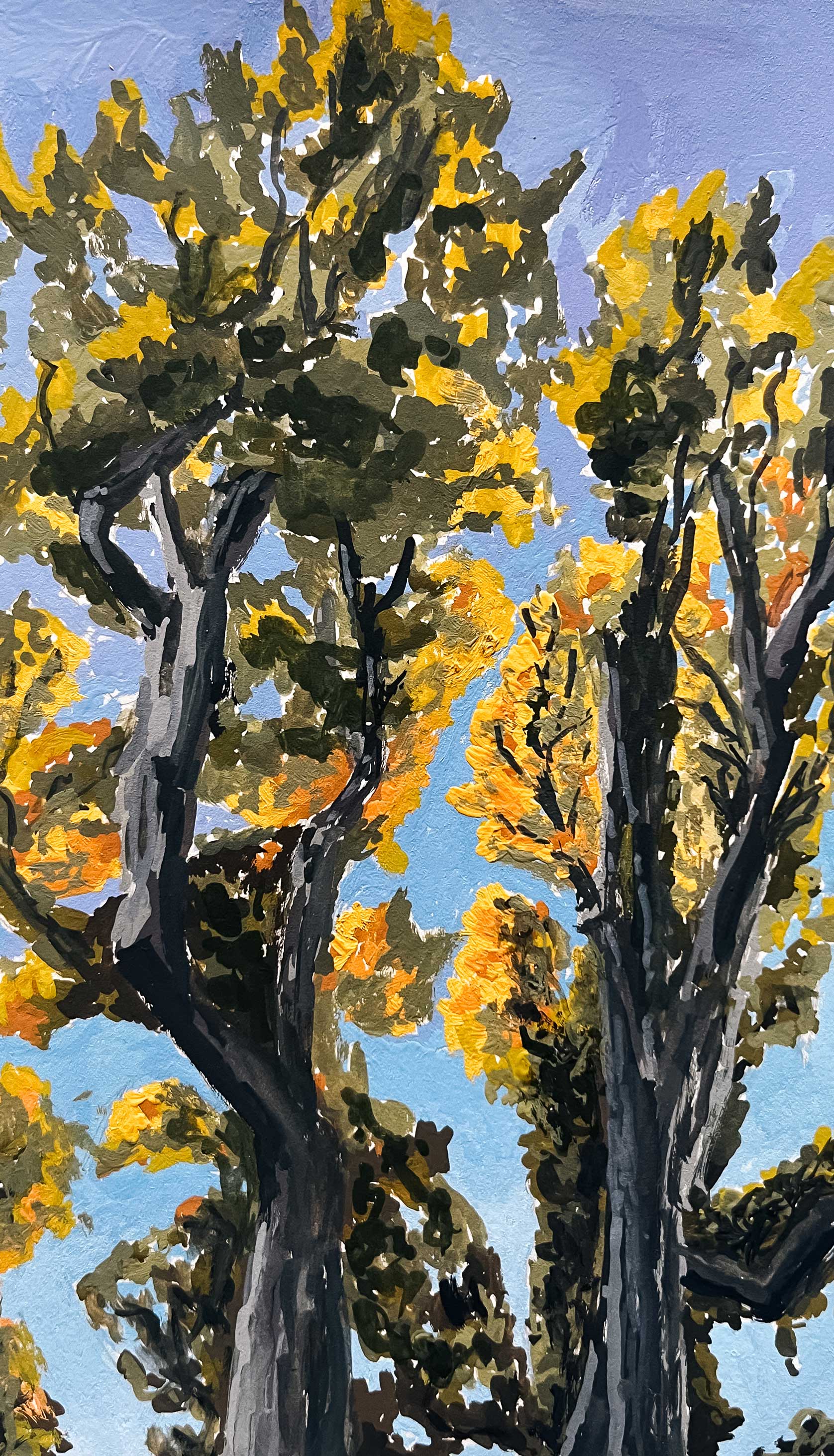 Trees sketch made in gouache by Anna Polhorodnyk