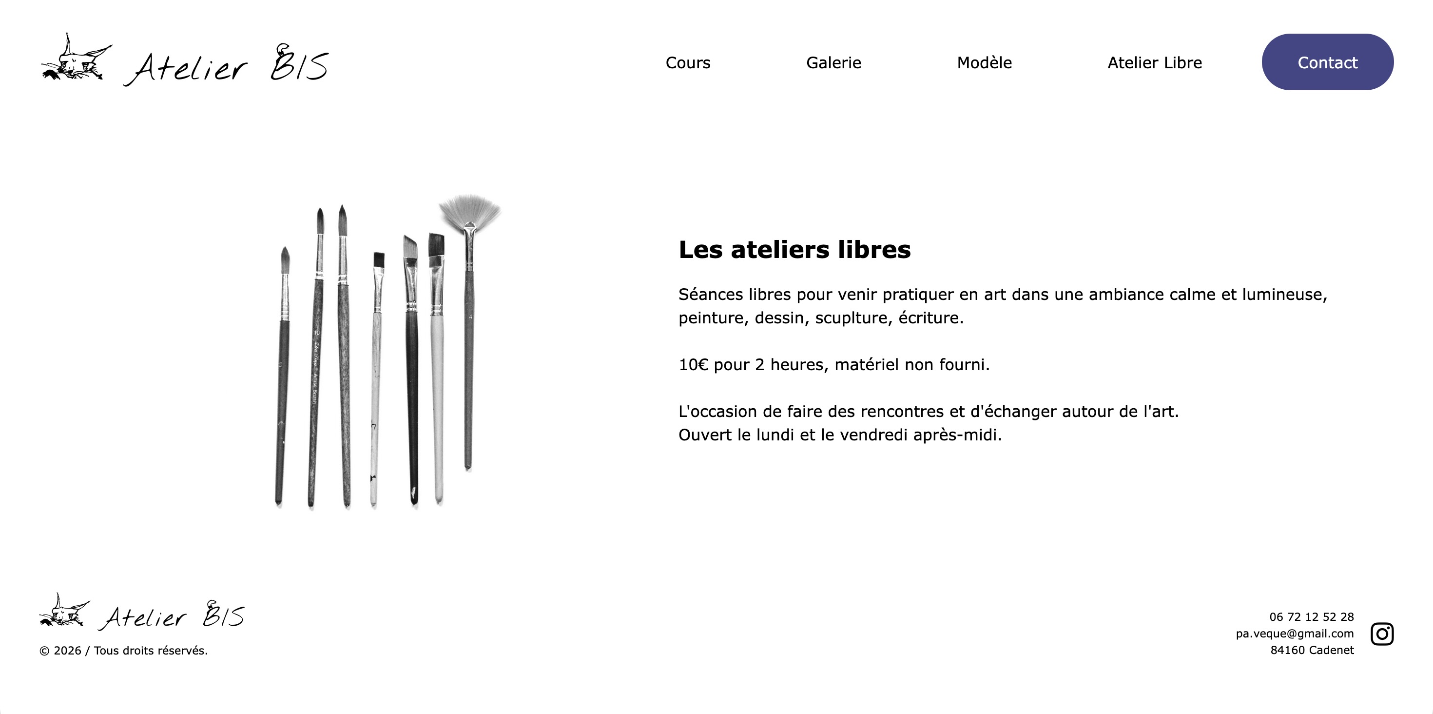 Web design for an art atelier