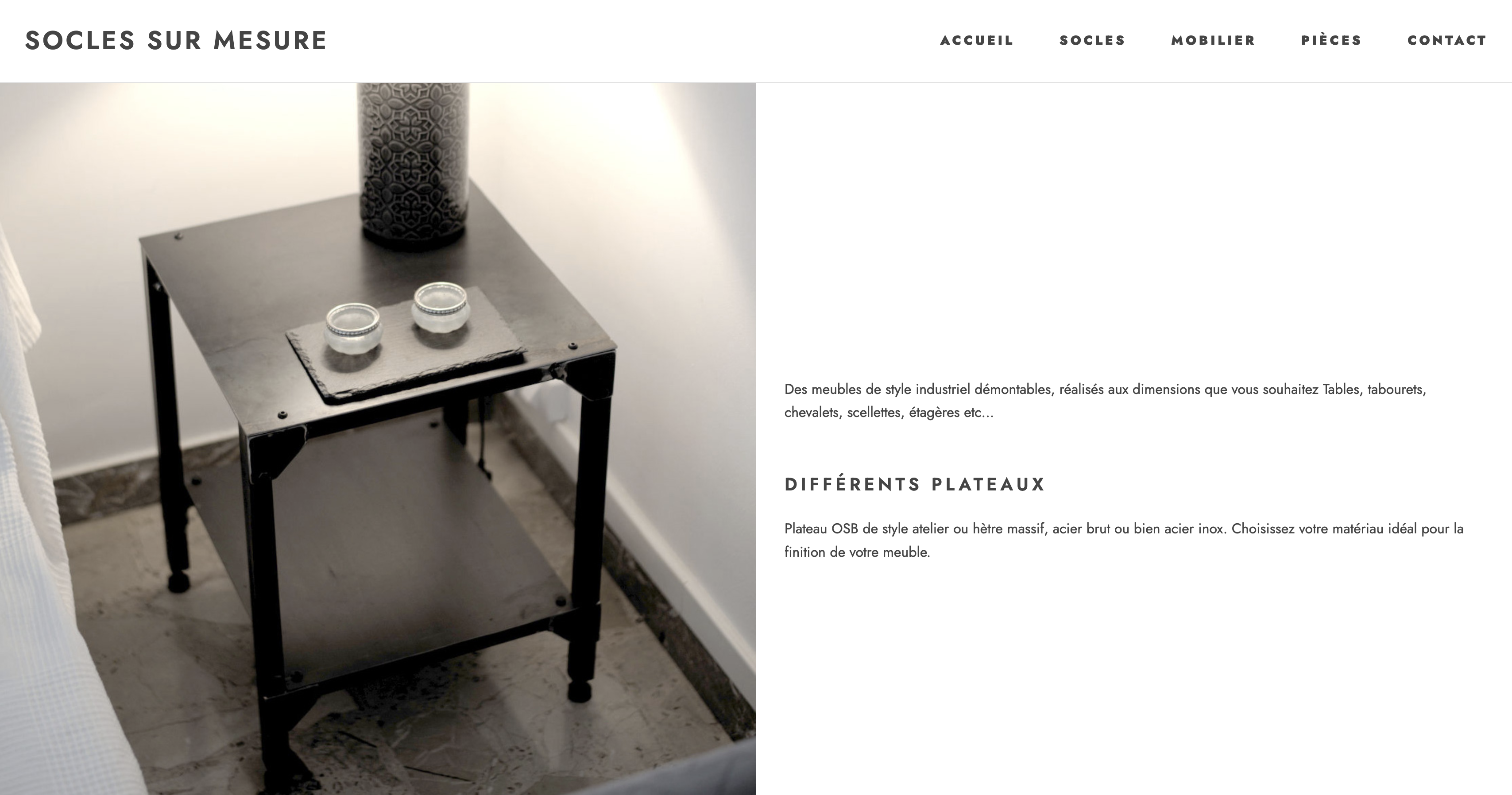 Web design for socles sur mesure created by Anna Polhorodnyk